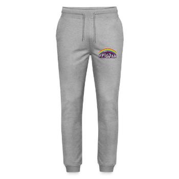 PEACE LETTERING with rainbow - Stanley/Stella Mover Unisex Organic Jogging Trousers - heather grey - Front - Marisol (170cm) & Nik (191cm)