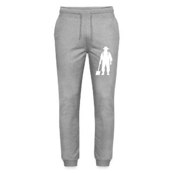 Farmer Bauer Silhouette - Stanley/Stella Mover Unisex Organic Jogging Trousers - heather grey - Front - Marisol (170cm) & Nik (191cm)
