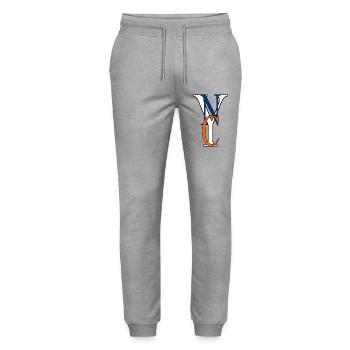 NYC Logo - Stanley/Stella Unisex Bio Jogginghose Mover  - Grau meliert - Vorne - Marisol (170cm) & Nik (191cm)