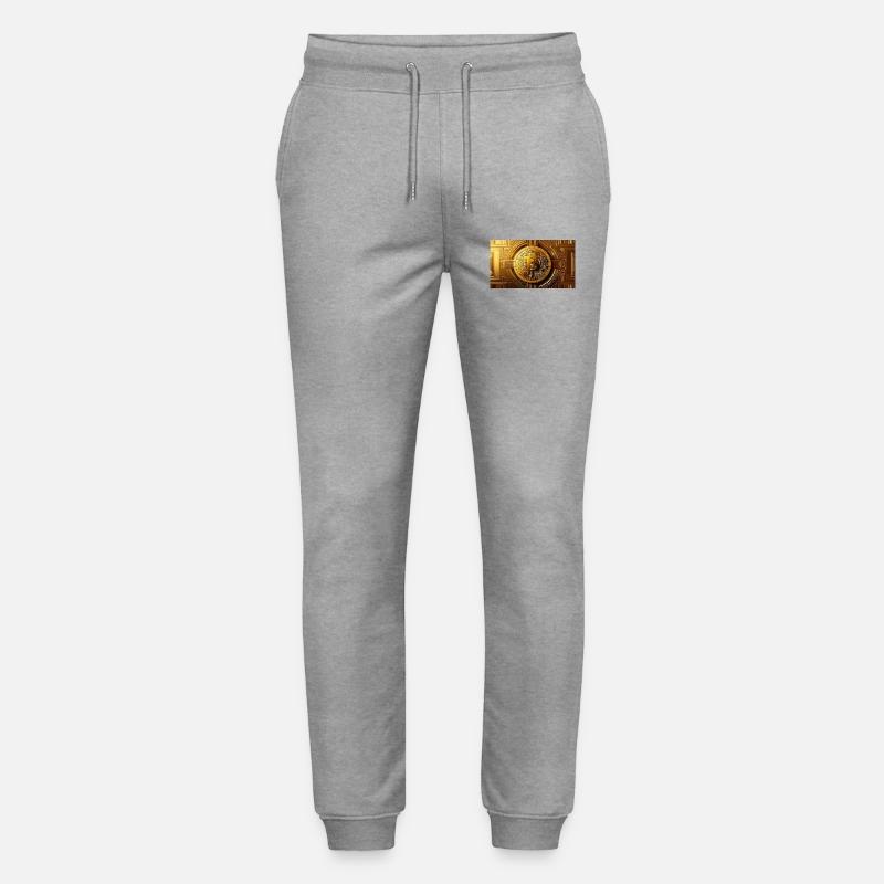 Bitcoin Gold Münze Muster - Stanley/Stella Unisex Bio Jogginghose Mover  - Grau meliert