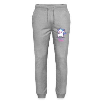 Unicorn Power - Stanley/Stella Mover Unisex Organic Jogging Trousers - heather grey - Front - Marisol (170cm) & Nik (191cm)
