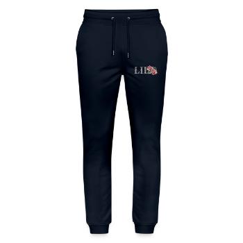 Vintage Floral ILAB Name Lettering - Stanley/Stella Mover Unisex Organic Jogging Trousers - navy - Front - Marisol (170cm) & Nik (191cm)