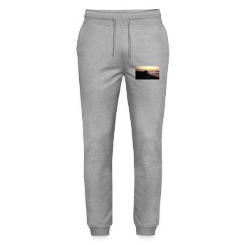 Dog on the beach sunset - Stanley/Stella Mover Unisex Organic Jogging Trousers - heather grey - Front - Marisol (170cm) & Nik (191cm)