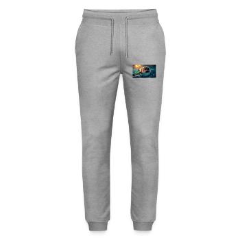 Cute baby seals with button eyes in the sea - Stanley/Stella Mover Unisex Organic Jogging Trousers - heather grey - Front - Marisol (170cm) & Nik (191cm)
