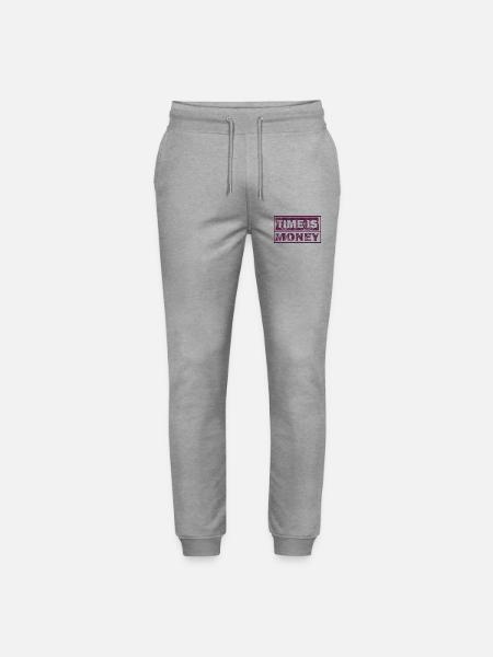 Time is money – graphic text printing - Stanley/Stella Mover Unisex Organic Jogging Trousers - heather grey