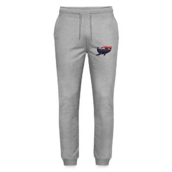 Whale with sunglasses - Stanley/Stella Mover Unisex Organic Jogging Trousers - heather grey - Front - Marisol (170cm) & Nik (191cm)