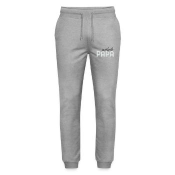 Baby Zweifach Papa - Stanley/Stella Unisex Bio Jogginghose Mover  - Grau meliert - Vorne - Marisol (170cm) & Nik (191cm)