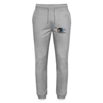 Skull Bicycle MTB Mountain Bike Road Bike Design - Stanley/Stella Mover Unisex Organic Jogging Trousers - heather grey - Front - Marisol (170cm) & Nik (191cm)