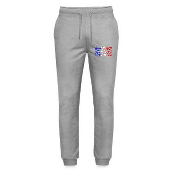 Drapeau français en forme de cœur Cœur français - Pantalon de jogging bio MOVER Stanley/Stella unisexe - gris chiné - Devant - Marisol (170cm) & Nik (191cm)