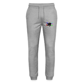 Life Colors: Paint Splash - Stanley/Stella Mover Unisex Organic Jogging Trousers - heather grey - Front - Marisol (170cm) & Nik (191cm)