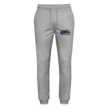 Summer Jam Sun Badge - Stanley/Stella Mover Unisex Organic Jogging Trousers - heather grey - Front - Marisol (170cm) & Nik (191cm)