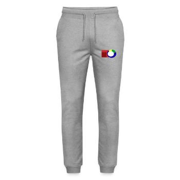 Abstrakte_Rundform_schubst_das_Eckige - Pantalon de jogging bio MOVER Stanley/Stella unisexe - gris chiné - Devant - Marisol (170cm) & Nik (191cm)