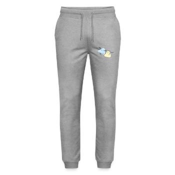 Line Art Dachshund pastel - Stanley/Stella Mover Unisex Organic Jogging Trousers - heather grey - Front - Marisol (170cm) & Nik (191cm)