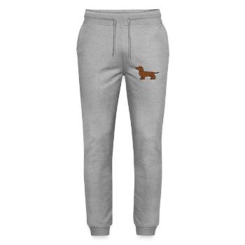Brown Dachshund Silhouette - Stanley/Stella Mover Unisex Organic Jogging Trousers - heather grey - Front - Marisol (170cm) & Nik (191cm)