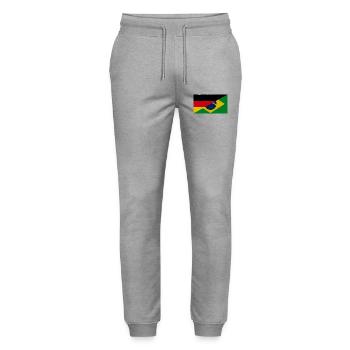 Deutschland und Brasilien Vintage Flagge - Stanley/Stella Unisex Bio Jogginghose Mover  - Grau meliert - Vorne - Marisol (170cm) & Nik (191cm)