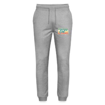 Cat Retro Design – For real cat fans - Stanley/Stella Mover Unisex Organic Jogging Trousers - heather grey - Front - Marisol (170cm) & Nik (191cm)