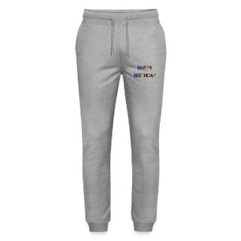 JAHRESTAG. ALLES GUTE ZUM GEBURTSTAG. ALLES GUTE ZUM GEBURTSTAG. - Stanley/Stella Unisex Bio Jogginghose Mover  - Grau meliert - Vorne - Marisol (170cm) & Nik (191cm)
