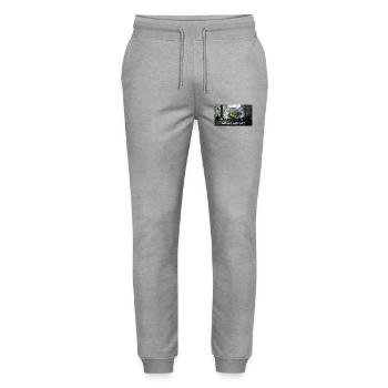 Wrong Airport - Funny Aviation Meme - Stanley/Stella Mover Unisex Organic Jogging Trousers - heather grey - Front - Marisol (170cm) & Nik (191cm)