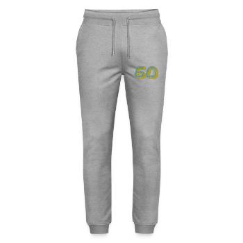 60. 60 JAHRE. 60-JÄHRIGES JUBILÄUM. 60. GEBURTSTAG. - Stanley/Stella Unisex Bio Jogginghose Mover  - Grau meliert - Vorne - Marisol (170cm) & Nik (191cm)