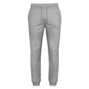 Noël – Filles en pain d’épices & Ligne verte teckel - Pantalon de jogging bio MOVER Stanley/Stella unisexe - gris chiné - Devant - Marisol (170cm) & Nik (191cm)