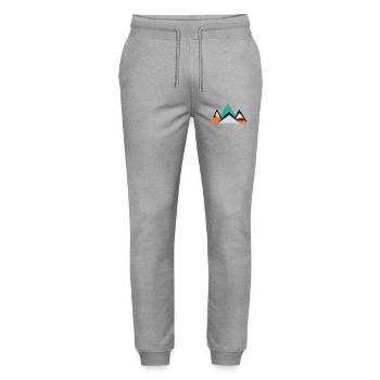 Minimalist Mountain Emblem | Mountains - Stanley/Stella Mover Unisex Organic Jogging Trousers - heather grey - Front - Marisol (170cm) & Nik (191cm)