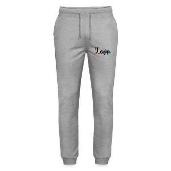 Love bunt - Stanley/Stella Unisex Bio Jogginghose Mover  - Grau meliert - Vorne - Marisol (170cm) & Nik (191cm)