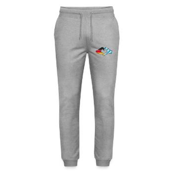 Germany Bavaria Flag Hands Heart Shape Used - Stanley/Stella Mover Unisex Organic Jogging Trousers - heather grey - Front - Marisol (170cm) & Nik (191cm)