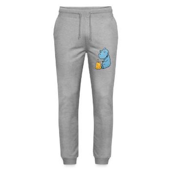 Hippopotamus Sandcastle - Stanley/Stella Mover Unisex Organic Jogging Trousers - heather grey - Front - Marisol (170cm) & Nik (191cm)
