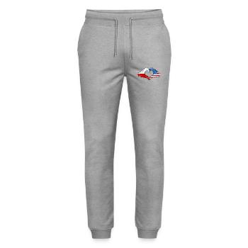 Poland USA Flag Heart Shape Used - Stanley/Stella Mover Unisex Organic Jogging Trousers - heather grey - Front - Marisol (170cm) & Nik (191cm)