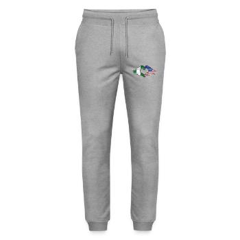 Nigeria USA flag hands heart shape used - Stanley/Stella Mover Unisex Organic Jogging Trousers - heather grey - Front - Marisol (170cm) & Nik (191cm)