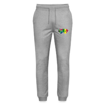 Südafrika Senegal Flagge Herz used - Stanley/Stella Unisex Bio Jogginghose Mover  - Grau meliert - Vorne - Marisol (170cm) & Nik (191cm)