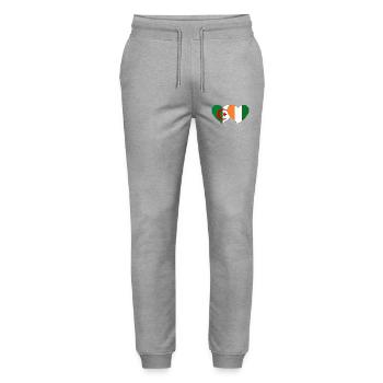 Algeria Ivory Coast Flag Heart - Stanley/Stella Mover Unisex Organic Jogging Trousers - heather grey - Front - Marisol (170cm) & Nik (191cm)
