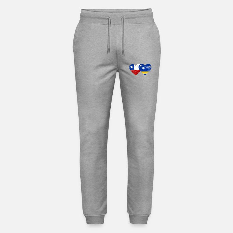 Chile_Curacao_Flagge_Herz_used - Stanley/Stella Unisex Bio Jogginghose Mover  - Grau meliert
