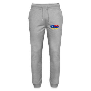 Curacao Armenien Flagge Herz used - Stanley/Stella Unisex Bio Jogginghose Mover  - Grau meliert - Vorne - Marisol (170cm) & Nik (191cm)