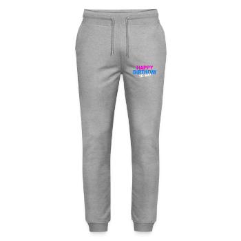 Joyeux anniversaire Cadeau d’anniversaire humour - Pantalon de jogging bio MOVER Stanley/Stella unisexe - gris chiné - Devant - Marisol (170cm) & Nik (191cm)