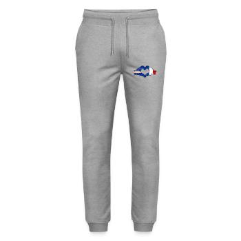 Cape Verde France flag hands heart shape used - Stanley/Stella Mover Unisex Organic Jogging Trousers - heather grey - Front - Marisol (170cm) & Nik (191cm)