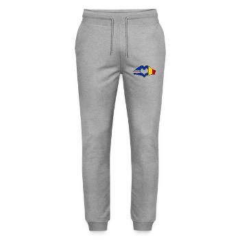 Cape Verde Romania Flag Hands Heart Shape - Stanley/Stella Mover Unisex Organic Jogging Trousers - heather grey - Front - Marisol (170cm) & Nik (191cm)