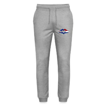 Cape Verde Holland Flag Hands Heart Shape - Stanley/Stella Mover Unisex Organic Jogging Trousers - heather grey - Front - Marisol (170cm) & Nik (191cm)