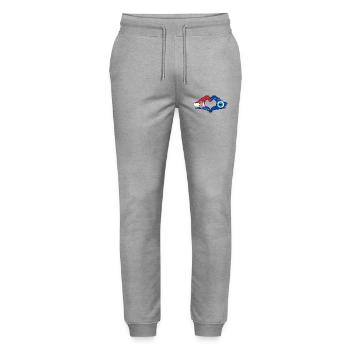 Drapeau Croatie Nazar en forme de cœur utilisé - Pantalon de jogging bio MOVER Stanley/Stella unisexe - gris chiné - Devant - Marisol (170cm) & Nik (191cm)
