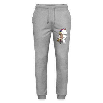 Oster Comic Einhorn - Stanley/Stella Unisex Bio Jogginghose Mover  - Grau meliert - Vorne - Marisol (170cm) & Nik (191cm)