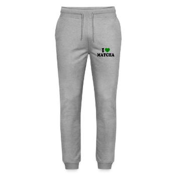 J’adore le matcha - Pantalon de jogging bio MOVER Stanley/Stella unisexe - gris chiné - Devant - Marisol (170cm) & Nik (191cm)