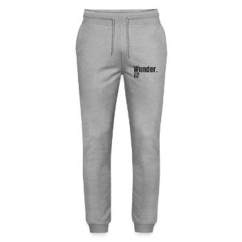 Wunder. Gern. Bar. – Humorvolles Typografie Design - Stanley/Stella Unisex Bio Jogginghose Mover  - Grau meliert - Vorne - Marisol (170cm) & Nik (191cm)