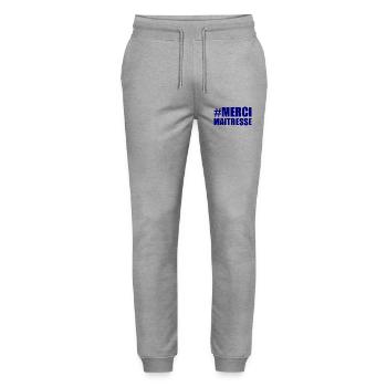 MAÎTRESSE. MERCI. MERCI MAÎTRESSE - Pantalon de jogging bio MOVER Stanley/Stella unisexe - gris chiné - Devant - Marisol (170cm) & Nik (191cm)