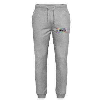 LGBTQ Pride Month - Be Yourself - Stanley/Stella Mover Unisex Organic Jogging Trousers - heather grey - Front - Marisol (170cm) & Nik (191cm)