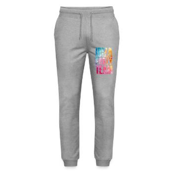 Ibiza Party Team Colorful - Stanley/Stella Mover Unisex Organic Jogging Trousers - heather grey - Front - Marisol (170cm) & Nik (191cm)