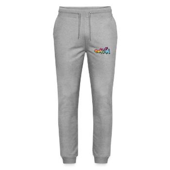 Berlin Graffiti Rainbow Font - Stanley/Stella Mover Unisex Organic Jogging Trousers - heather grey - Front - Marisol (170cm) & Nik (191cm)
