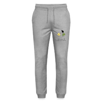 Pourquoi taper sur un Shadok ? - Pantalon de jogging bio MOVER Stanley/Stella unisexe - gris chiné - Devant - Marisol (170cm) & Nik (191cm)