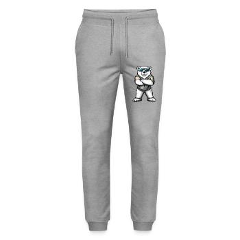 Polar Bear Comic - Stanley/Stella Mover Unisex Organic Jogging Trousers - heather grey - Front - Marisol (170cm) & Nik (191cm)
