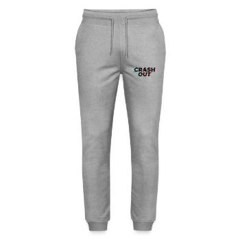 Crash Out – Glitch-Stil Schwarz Rot Cyan - Stanley/Stella Unisex Bio Jogginghose Mover  - Grau meliert - Vorne - Marisol (170cm) & Nik (191cm)