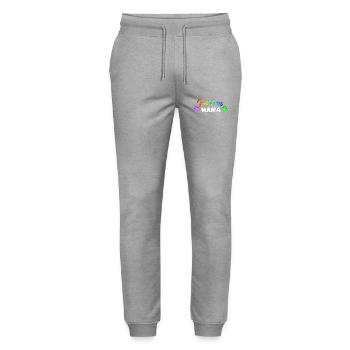 Katzen Mama: Bunte Pfoten-Power - Stanley/Stella Unisex Bio Jogginghose Mover  - Grau meliert - Vorne - Marisol (170cm) & Nik (191cm)